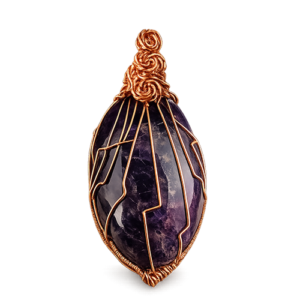 Amethyst Crystal, Palm crystal wrapped in copper.
