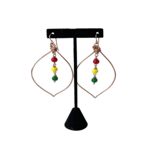 African Flag Beaded Leaf Earrings