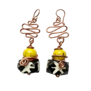 African Mud Cloth Bead Earrings