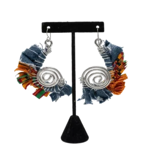 Kente Cloth Denim Earrings