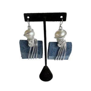 Pearl Denim Earrings